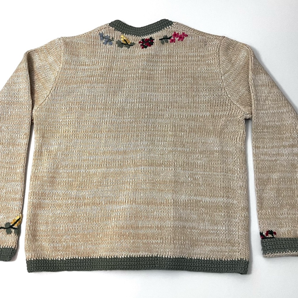 Vintage Orvis Sweater Cardigan Floral Embroidered Grannycore Cottagecore Small - Picture 2 of 7